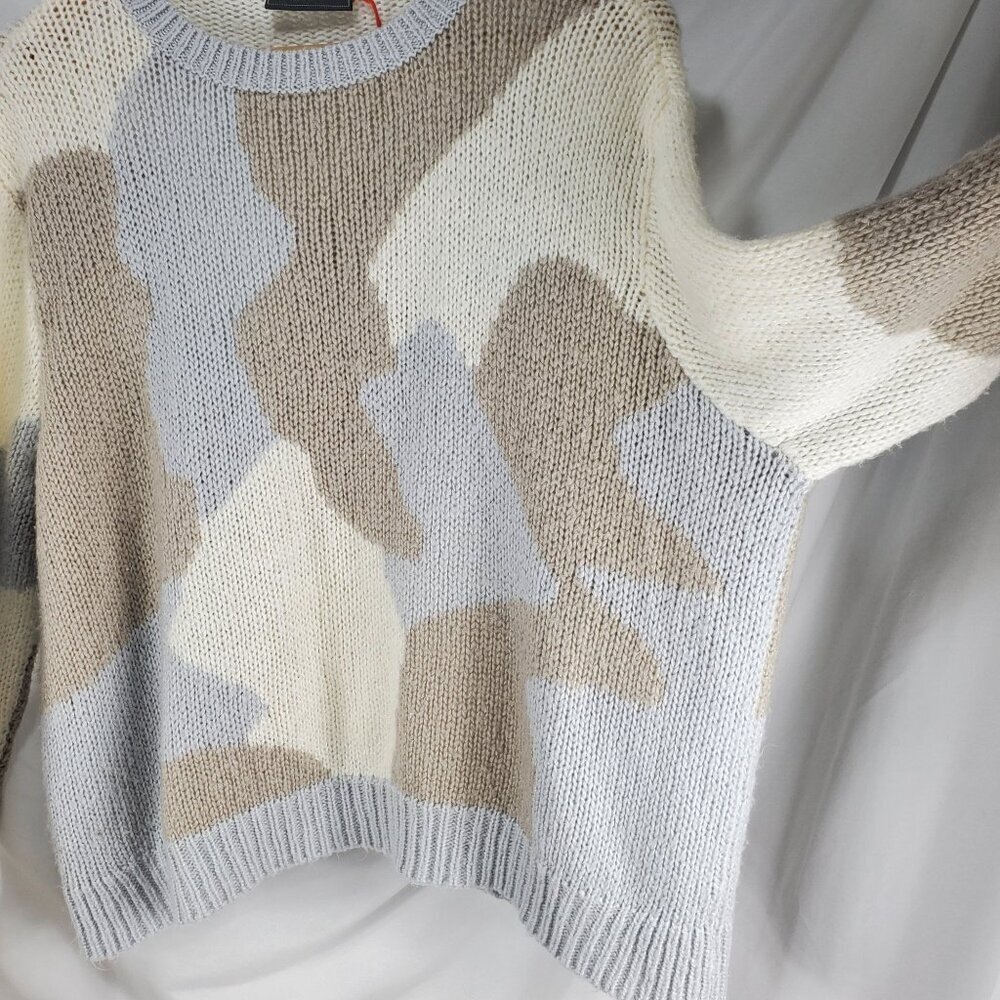 Wooden Ships Women's Brown Camo Wool Blend Pullover Sweater Size L (C-8) - Picture 3 of 11